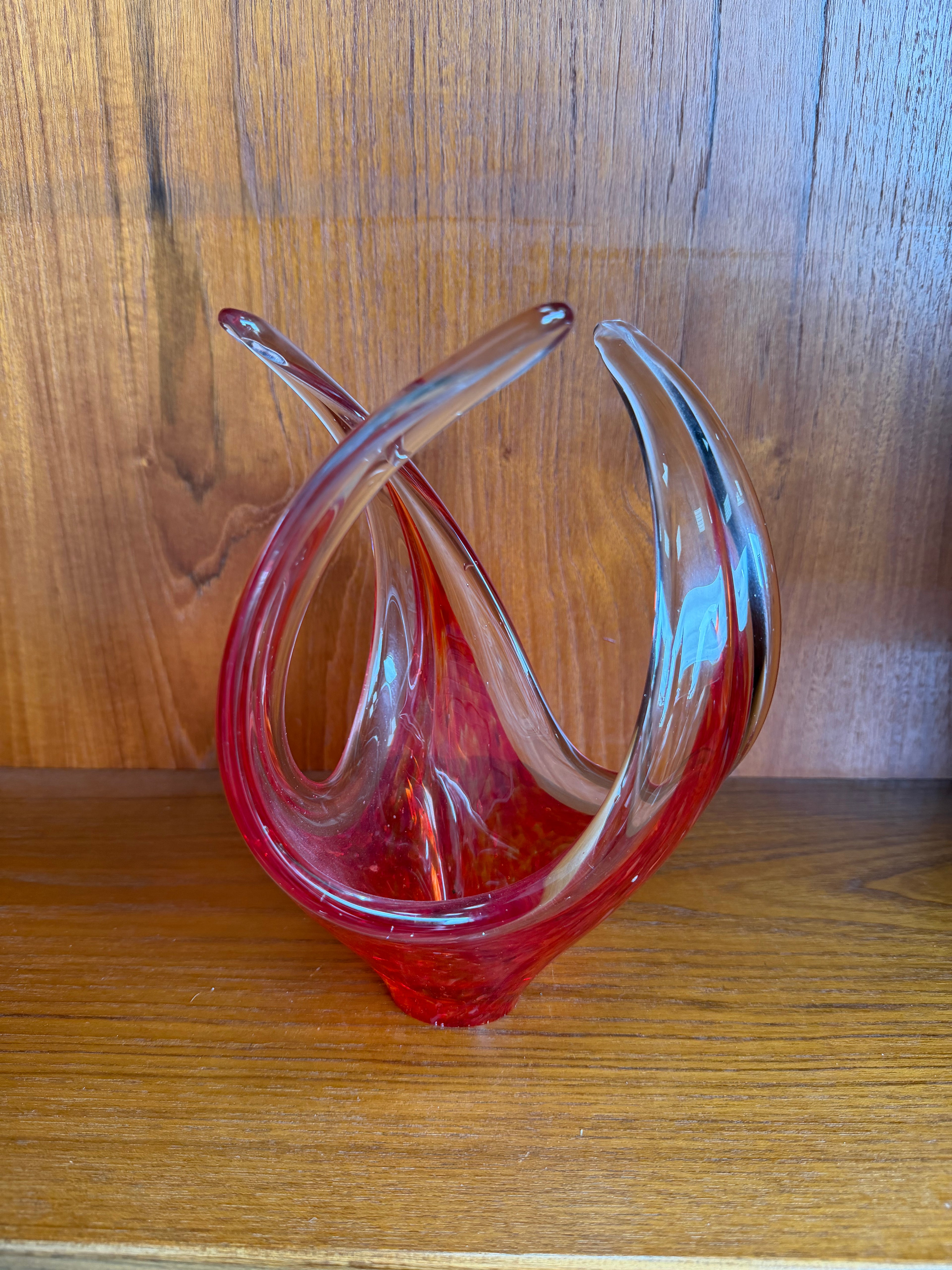 Murano Style  Sommerso Art Flame Bowl