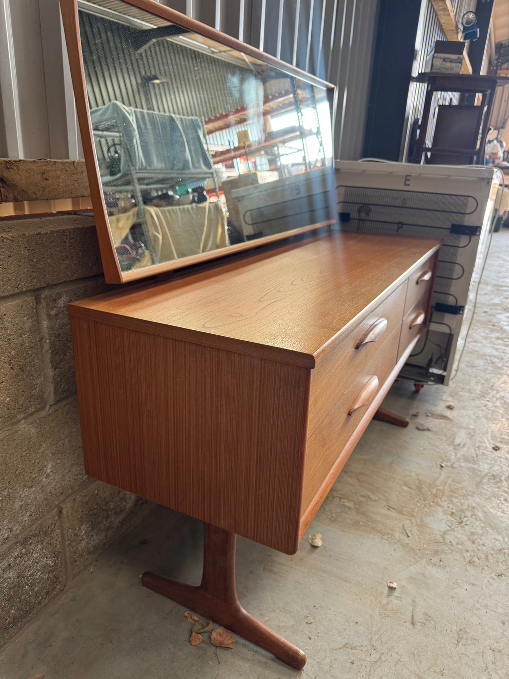 Vintage Mid-Century Teak Dressing Table with Mirror